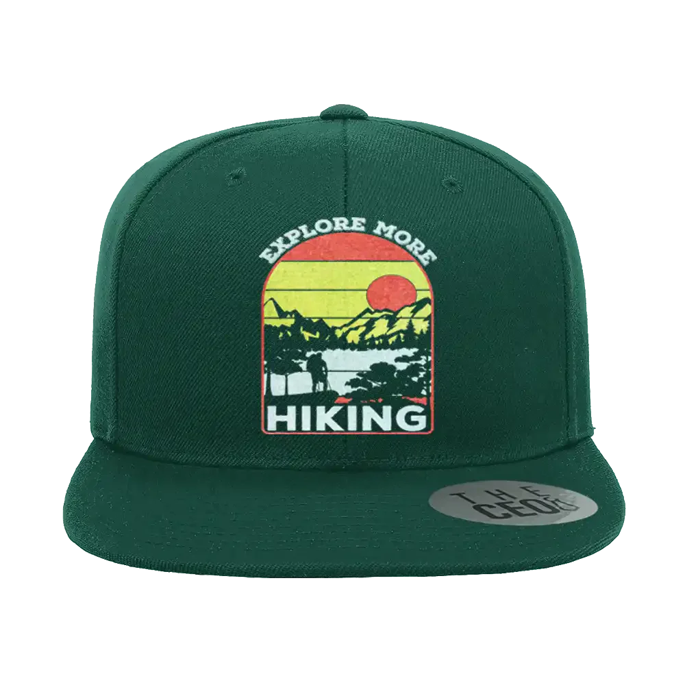 Explore More Hiking Embroidered Flat Bill Cap